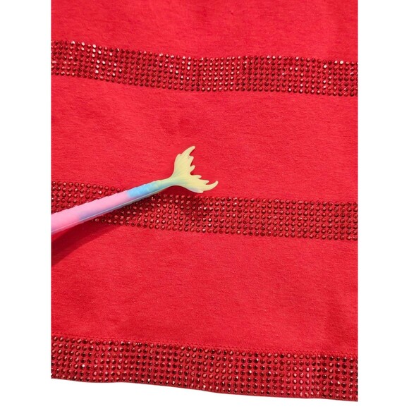 St. John Top Shirt Womens M Red T-Shirt Rhinestones Embellished Short Sleeve - Picture 14 of 16